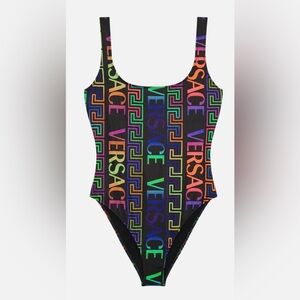 VERSACE Greca Neon Print One-Piece Swimsuit